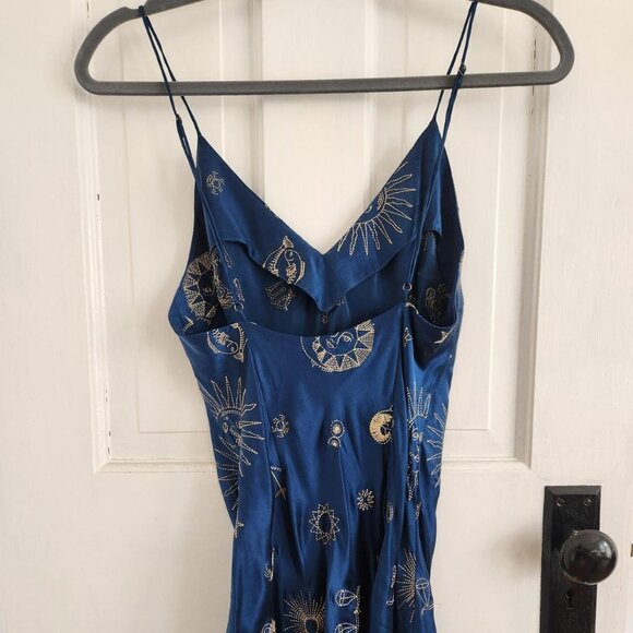 Réalisation Par Blue and Gold Zodiac Silk Slip Dress - Picture 5 of 6